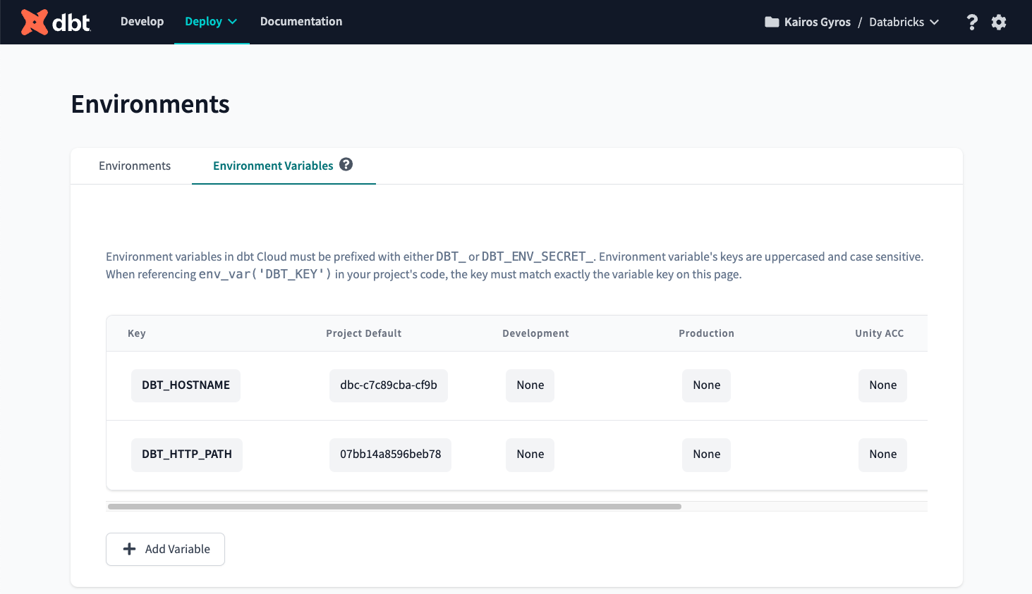 Defining default environment variable values